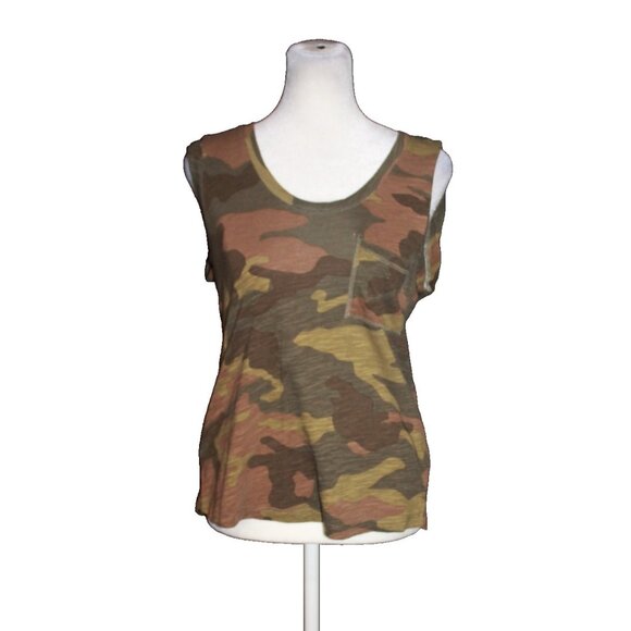 Sanctuary Tops - Sanctuary Evereve Womens Camo Traveler Tank Top Tee Green Size Small S Pocket